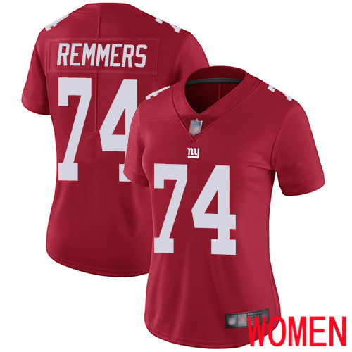 Women New York Giants #74 Mike Remmers Red Limited Red Inverted Legend Football NFL Jersey